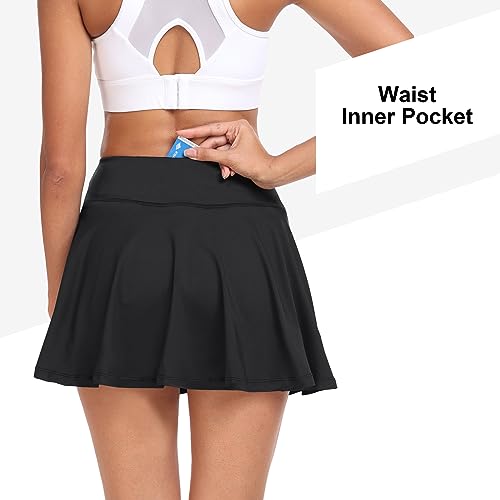 GGOV Womens Flowy Tennis Golf Skirts Built in Shorts Active Athletic Exercise Sports Workout Wear Skirts Skorts for Women Black