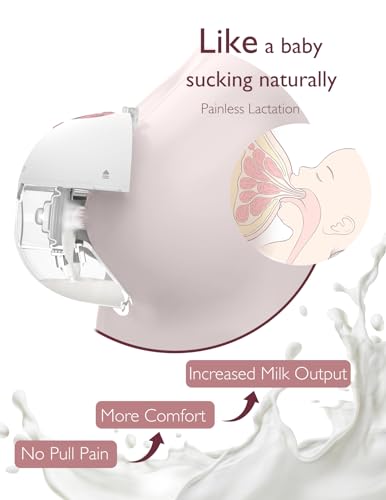 Momcozy Breast Pump Hands Free M5, Wearable Breast Pump of Baby Mouth Double-Sealed Flange with 3 Modes & 9 Levels, Electric Breast Pump Portable - 24mm, 1 Pack Cozy Red