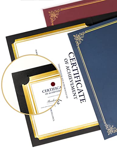 GNL Certificate Holders - 25 Packs Black Diploma Holders, Certificate Covers with Gold Foil Border, for Letter Size 8.5 x 11 Certificate Paper, Award, Graduation, Documents