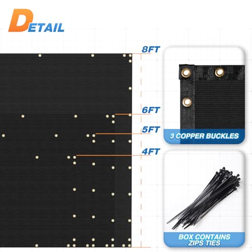 TANG Fence Privacy Screen Black 6 Feet x 118 Feet Outdoor Shade Cloth with Grommets, 150 GSM Temporary Fence Cover with Zipties Mesh Netting Fences Blockage for Backyard Garden Patio Chain Link