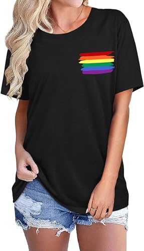 MAIHUN Gay Pride Flag Shirt for Women Rainbow Tshirts LGBT Ally Short Sleeve Lesbian Tee Tops