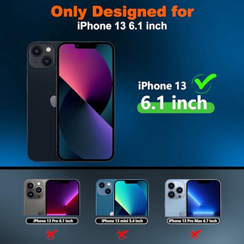 SPIDERCASE for iPhone 13 Case Waterproof,Built-in【9H Tempered Glass】 Camera Lens & Screen Protector【IP68 Underwater】【15FT Military Shockproof】 Full Body Protection Rugged iPhone 13 Case 6.1’’,Black