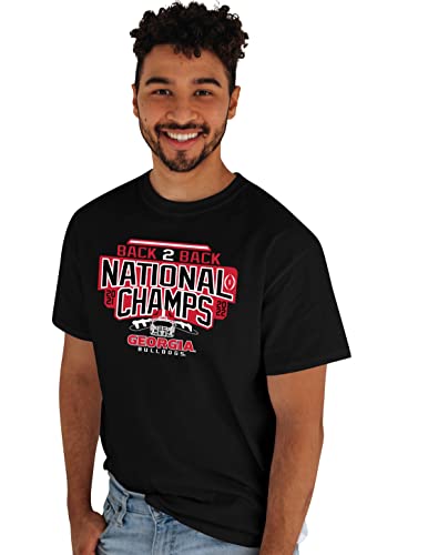 Blue 84 Men's Standard NCAA Officially Licensed Georgia Bulldogs National Champs T-Shirt 2022-2023 Repeat, Black