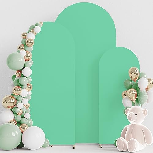 Wokceer Wedding Arch Cover (7.2FT, 6.6FT, 6FT) Set of 3 Spandex Fitted Wedding Arch Stand Covers for Round Top Chiara Arch Backdrop Stands Cover for Birthday Party Ceremony Banquet Decor Dusty Blue