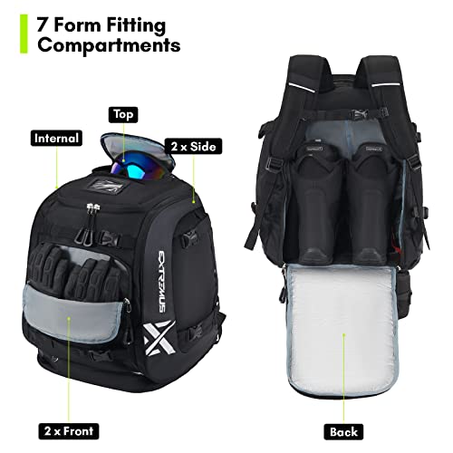 Extremus Ski Boot Bag, Waterproof Ski Boot Backpack to Organize Ski Boots, Helmet, Goggles, Gloves, Apparel, Large Capacity Ski Luggage for Adults & Youth