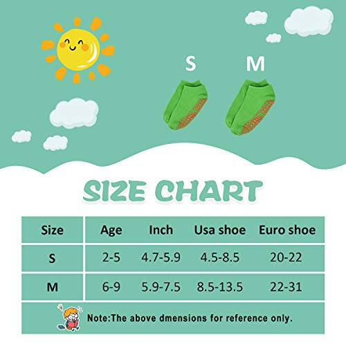 SkiBeaut Kids Trampoline Socks Anti-Skid Non Slip Sticky Grips Socks 4 Pairs for Pilates, Ballet, Barefoot Workout For 6-9 Years Infants Baby Children…