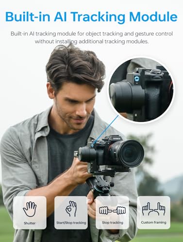 FeiyuTech SCORP 2[Official]Camera Stabilizer, Built-in AI Tracker,3-Axis Gimbal for Sony/Canon/Nikon/Fujifilm Mirrorless&DSLR Camera,Upgrade Joystick&Touch Screen,Max 5.51lbs, Native Vertical Shooting