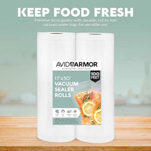 Avid Armor Vacuum Seal Rolls, Vac Seal Bags for Food Storage, Meal Saver Freezer Vacuum Sealer Bags, Sous Vide Bags Vacuum Sealer, Non-BPA Vacuum Sealer Bags, 8 inches by 50 feet, Pack of 2