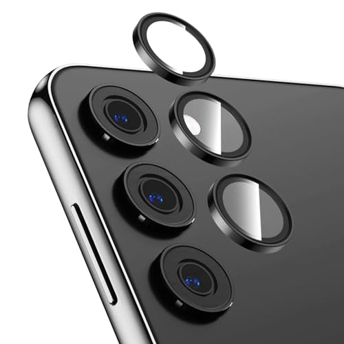 KUZOOM 2Pack 9H Auto Alignment HD Camera Lens Protector for Samsung Galaxy S24,Metal Individual Ring Back Screen Camera Cover Film Decoration Accessories,Case Friendly Scratch Resistant (Gold)