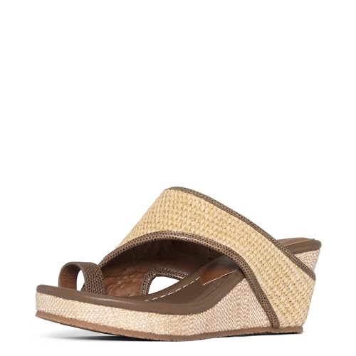 Donald Pliner GYER Metallic Print Heel Wedge Platform, Comfortable Women, Leather, Slide Sandals, Tomato-Lizard Suede, 9.5