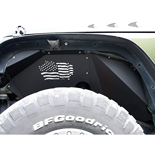 ROADER Front & Rear Inner Fender Liners US Flag Pattern Liner for 2007-2018 Jeep Wrangler JK JKU Unlimited Sport Sahara Rubicon 2/4 Doors