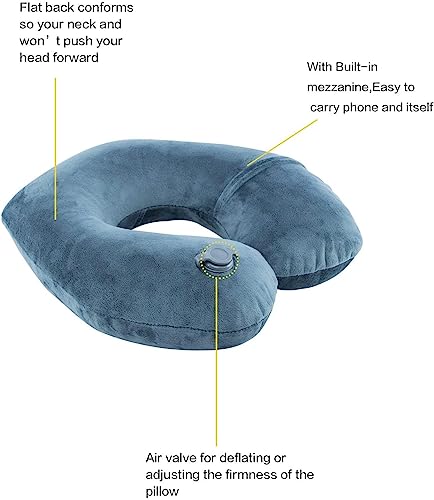 Keemall Car Neck Pillow, Soft Headrest Inflatable Car Pillow for Driving Seat with Adjustable Strap, Comfortable Ergonomic Design Neck Support and Breathable Washable Cover (Black 1 Pack)
