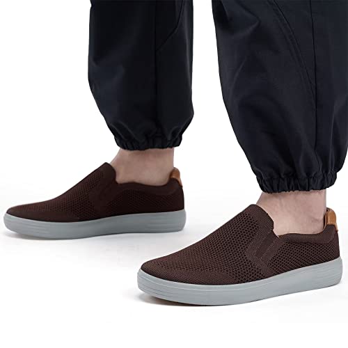 konhill Men's Slip on Fashion Sneaker - Classic Breathable Knit Loafers Skate Shoes 8 US Khaki,41