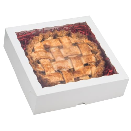 RomanticBaking 14pcs 9x9x2.5 Inches Bakery Boxes with Window Pie Boxes Breakable Heart Boxes Chocolate Covered Strawberries Boxes Cookies Boxes Cakesickle Boxes