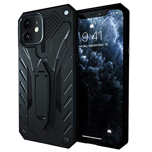 Kitoo Designed for iPhone 12 Mini Case with Kickstand, Military Grade 12ft. Drop Tested - Black