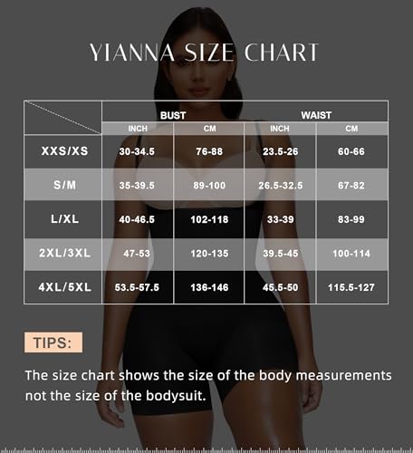 YIANNA Shapewear for Women Tummy Control Bodysuit Open Bust Mid Thigh Seamless Sculpting Body Shaper,YA5258-Black-XXS/XS