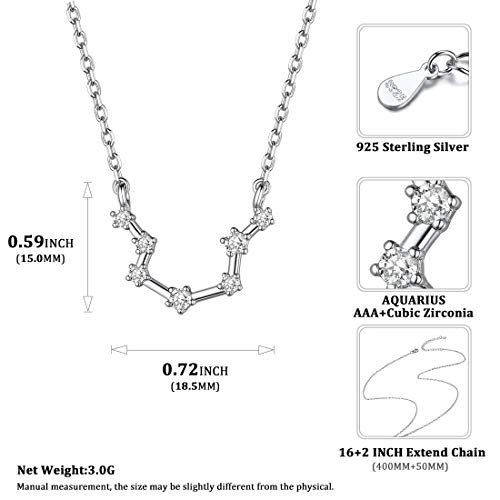 ChicSilver 925 Sterling Silver Zodiac Pisces Necklace for Women - Wihte Gold Plated Simulated Diamond 12 Horoscope Astrology Constellation Jewelry BFF