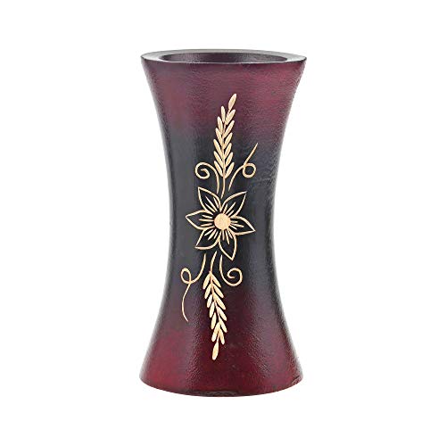 AeraVida Pretty Asian Flower Red and Black Natural Mango Tree Wood Flower Vase | Modern Farmhouse Home Décor | Kitchen Bedroom Living Room Home Decoration