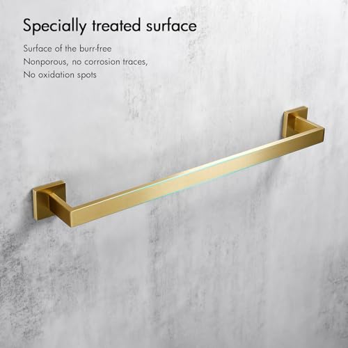 Bagnolux 22 Inch Gold Bathroom Accessories, Gold Towel Rack for Bathroom Wall Mounted Towel Bar, Heavy Duty Modern Brushed Gold Bathroom Towel Holder Wall Single Towel Rod, Brushed Old Gold