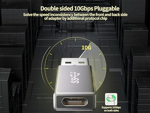 [Double Sides] USB C Female to USB Male Adapter, Type C to USB Converter, Supports USB 3.2 Speeds (10Gbps), 60W Fast Charging/Data Transfer, Compatible with Apple/iPhone/Car/Samsung