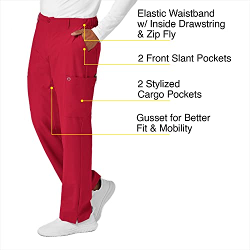 WINK Petite Men's Flat Front Cargo Pant, Red, X-Large/Short