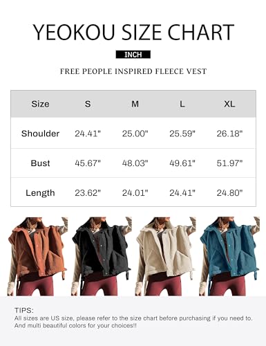 Yeokou Women's Fleece Vest Casual Sleeveless Button Down Winter Warm Sherpa Jacket with Pockets(ArmyGreen-S)