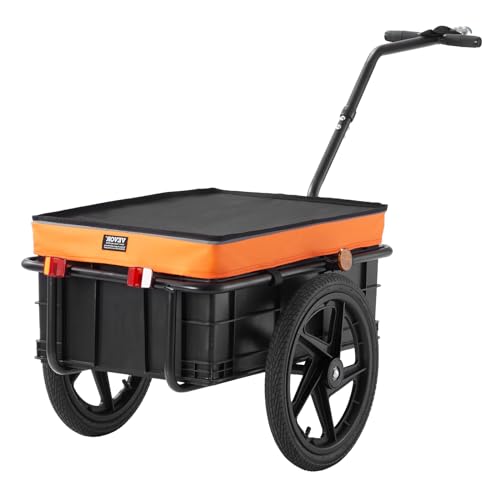 VEVOR Bike Cargo Trailer, 88 lbs Load Capacity, Heavy-Duty Bicycle Wagon Cart, Foldable Compact Storage with Universal Hitch, Waterproof Cover, 16" Wheels, Safe Reflectors, Fits 24"-28" Bike Wheels