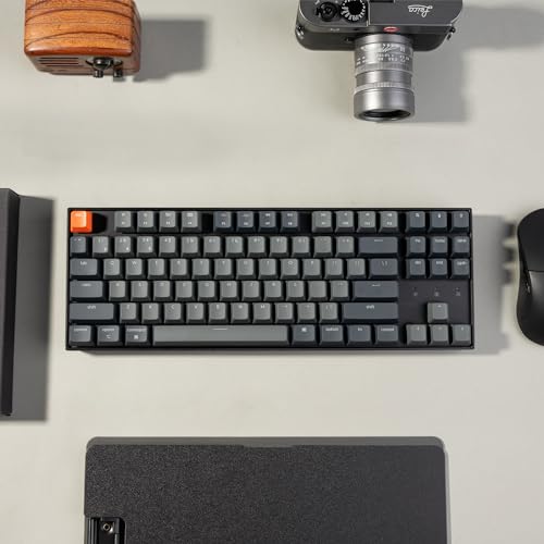 Keychron K8 Tenkeyless Wireless Mechanical Keyboard for Mac, White Backlight, Bluetooth, Multitasking, Type-C Wired Gaming Keyboard for Windows with Gateron G Pro Blue Switch