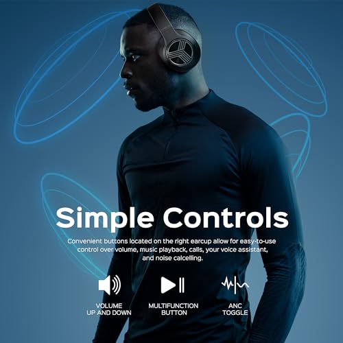 TREBLAB Z2 Active Noise Cancelling Workout Headphones - Signature-HD Sound, Deep Bass, 35H Battery, Comfortable, Foldable Over Ear Bluetooth Headphones Wireless. for Gym, Sport, Travel. Mic for Calls