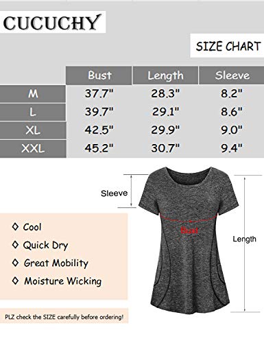 Fitness Yoga Shirts Tops for Women,Cucuchy Juniors Workout Clothes Cute Short Sleeve Round Neck Casual Tee Shirt Flowy Athletic Wear Fast Fit Hiking Running Sport Clothing Funny Outfit Black M