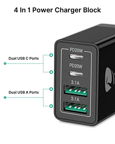 USB C Wall Charger Block 3-Pack, Aiminu 40W 4-Port PD Power Delivery Fast Type C Charging Block Plug Adapter for iPhone 15/14/13/12/11/Pro Max, XS/XR/X, iPad, Android Phones Charger Cube