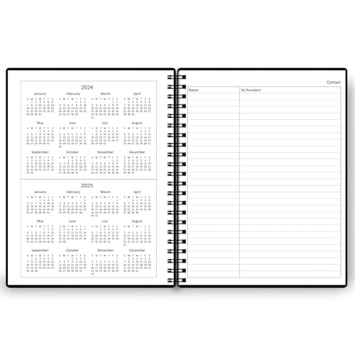 A4 Undated Daily Planner Notebook- Daily Productivity Planner with Hourly Schedules, Action Items and Follow-up, Daily Organizer to Improve Time Management, 8.5 × 11 Inch, Black PU Planner 2024