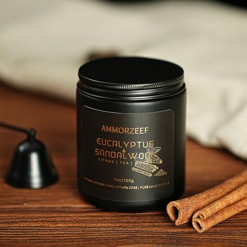 AMMORZEEF Sweet Freesia Scented Candles,Black Candles Gifts for Men|Soy Candles for Home Scented|Highly Scented & Long Lasting 7Oz,Burning Time 50 Hours