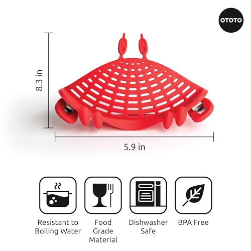 OTOTO Kitchen Colander - Kitchen Colander for Draining Pasta, Vegetables, Fruits, Kitchen Gadgets, Kitchen Gadgets, BPA Free (Crab)