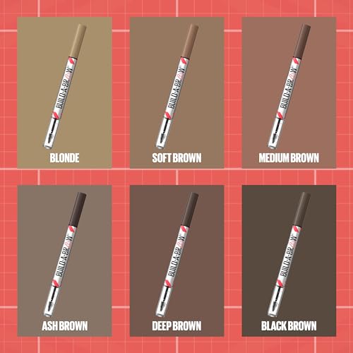 Maybelline Build-A-Brow 2-in-1 Brow Pen and Sealing Brow Gel, Eyebrow Makeup for Real-Looking, Fuller Eyebrows, Blonde, 1 Count