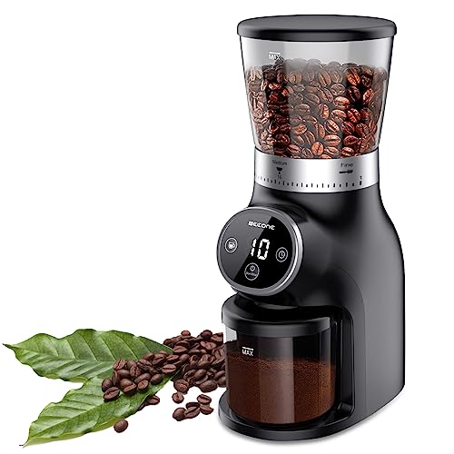 BEEONE Burr Coffee Grinder with Digital Control, Espresso Grinder with 31 Precise Settings for 1-10 Cups, Coffee Been Grinder with Time Display for Home use, Black