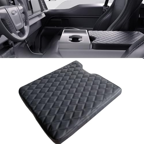 Areeyils Center Console Armrest Cover for 2015-2023 2024 Ford F150 Accessories,for 2017-2021 2022 F250 F350 F450 F550 2015-2023 2024 with 40/20/40 Jump Seat, PU Leather Car Truck Accessories(Beige)