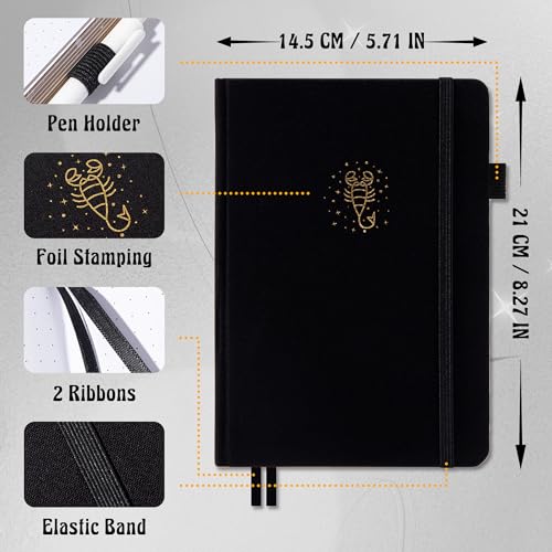 TIEFOSSI Personalized Bullet Dotted Journal, Libra Constellations Dot Notebook, with 256 Numbered Dot Grid Pages, 160gsm Bleed Proof Thick Paper, For Women Men