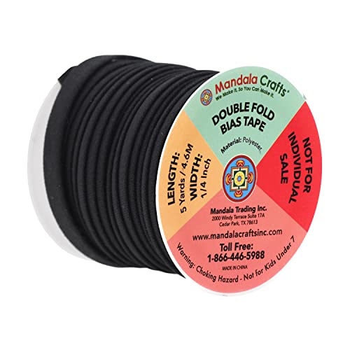 Mandala Crafts Double Fold Bias Tape for Sewing - 55 Yds White Bias Tape Double Fold 1/4 Inch Hem Quilt Binding White Seam Binding Tape - Fabric Piping Bias Binding Tape