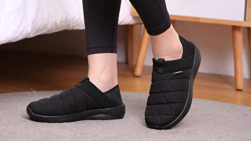 KUBUA Slippers for Men and Womens Indoor House Shoes Plush Slip on Outdoor Garden Loafers Dark Blue 14 Women / 12 Men