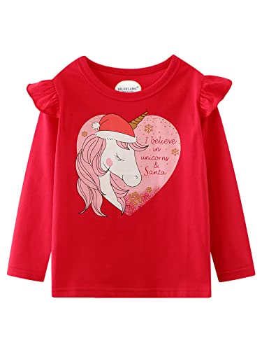 Baby Girls' Long-Sleeve Cotton Jersey Tunic T-Shirts Unicorn Graphic Winter Casual Crewneck Pink White Tunic Tops Tee Shirts Sets 3 Pack 12 Months