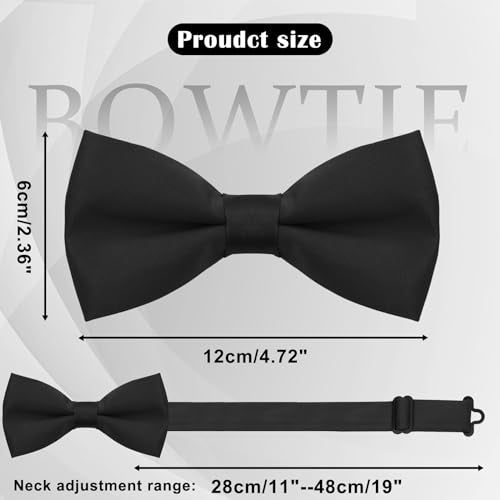 Luckyvestir Black Bow Tie for Man, Mens Bow Tie, Adjustable Bow Ties for Men, Pre-tied Bowties Men for Tuxedo Party,Business or Daily Wear