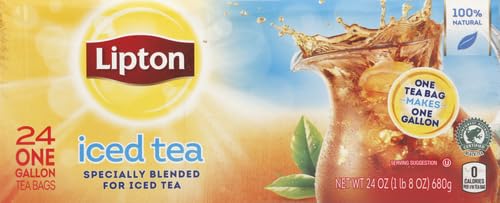 Lipton Unsweetend Iced Tea Bags, Gallon-Sized, 24 Total Tea Bags