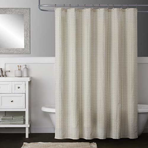 SKL Home Hopscotch Fabric Shower Curtain, Cream