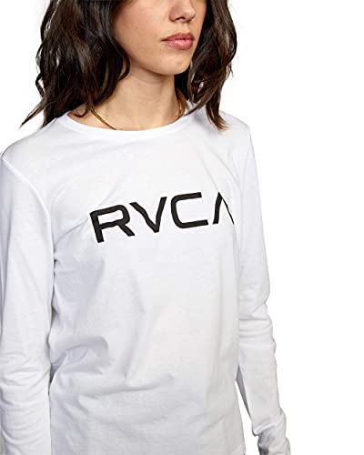 RVCA Women's RED Stitch Long Sleeve Graphic TEE Shirt, Big White, Small