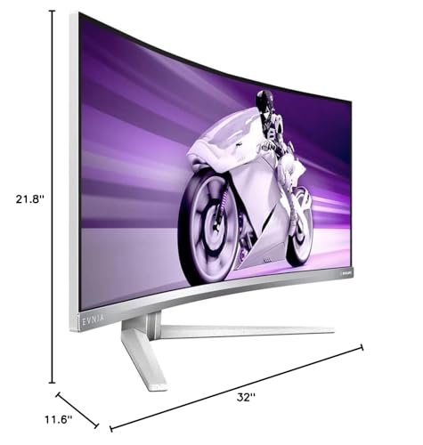 PHILIPS Evnia 34M2C8600 QD OLED Curved Gaming Monitor, WQHD Resolution, 175Hz, AMD FreeSync Premium Pro, USB-C Docking, Height Adjustable, 4-Year Advance Replacement, Xbox PS5 Switch Compatible