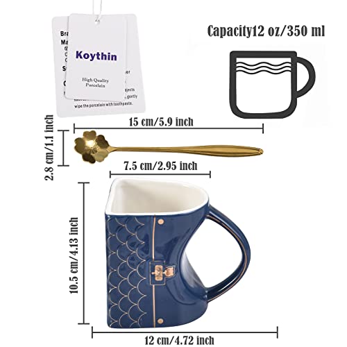 Koythin Ceramic Coffee Mug, Creative Cute Handbag Shape Cup Purse Mug for Office and Home, 12 oz/350 ml for Tea Latte Milk (Pink)