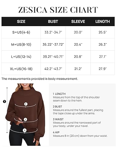 ZESICA Women's 2024 Oversized Sweatshirts Turtleneck Long Sleeve Chunky Loose Fleece Y2K Pullover Hoodies Tops,Tan,X-Large