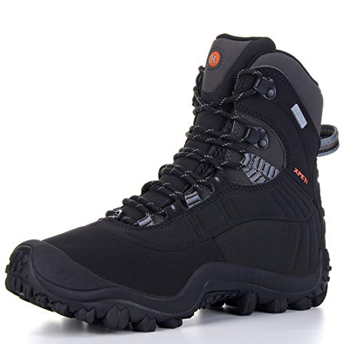 XPETI Hiking Boot Women Non-slip Winter Shoes for Women Gray/Sky Blue 10