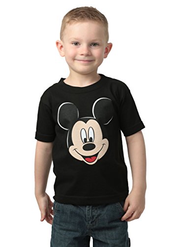 Disney Boys' Toddler Mickey Mouse Big Face Short Sleeve Tshirt, Black, 2T